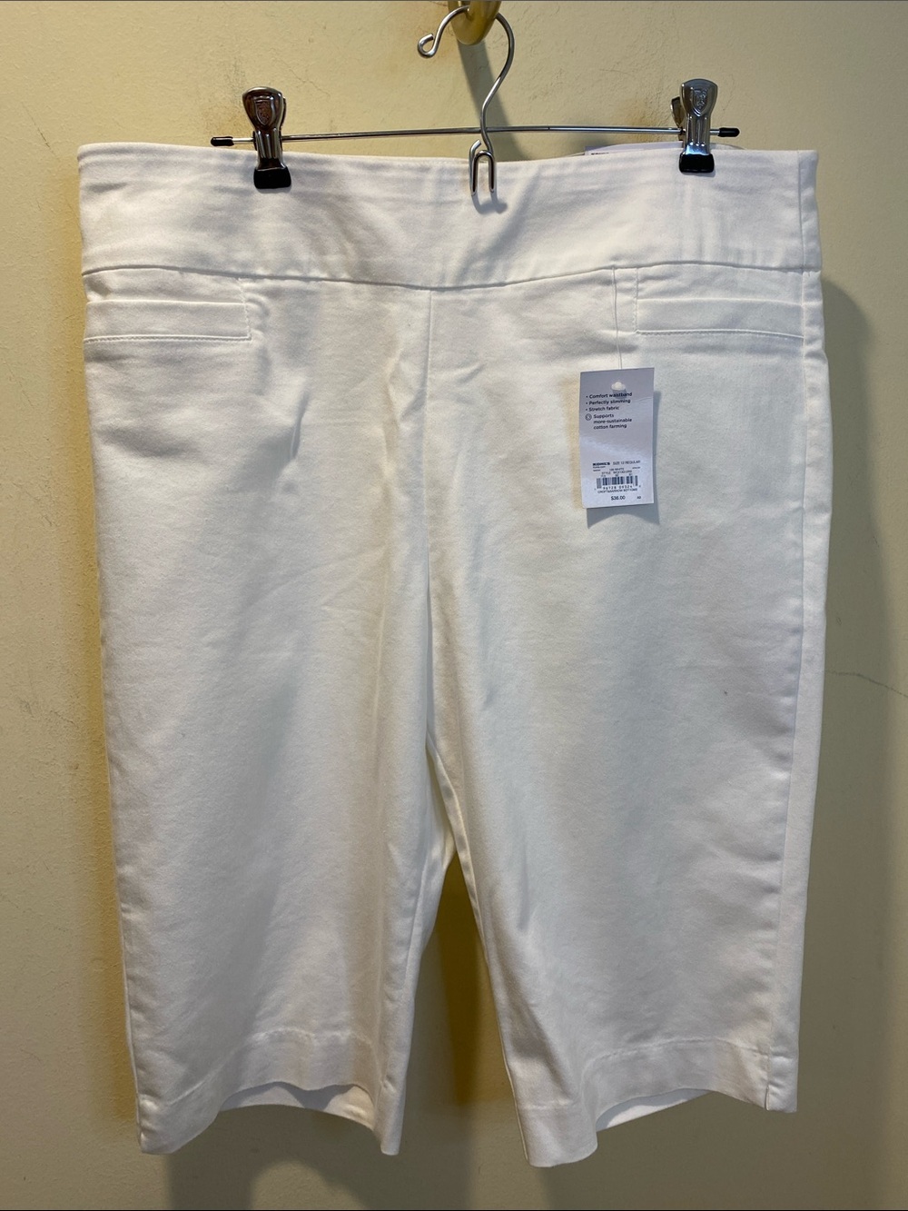 Croft & Barrow The Effortless Stretch White Stretch Bermuda Shorts Sz 12 - Picture 5 of 10